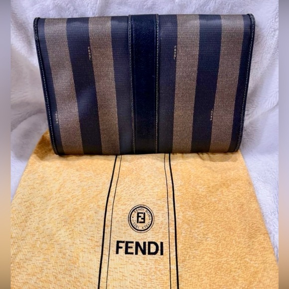 Fendi Vintage Pequin Clutch - Picture 2 of 8